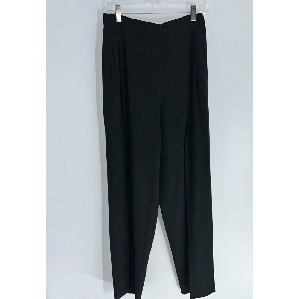 Women's Vintage St John Black Wool Flare Leg Pants Size 10
